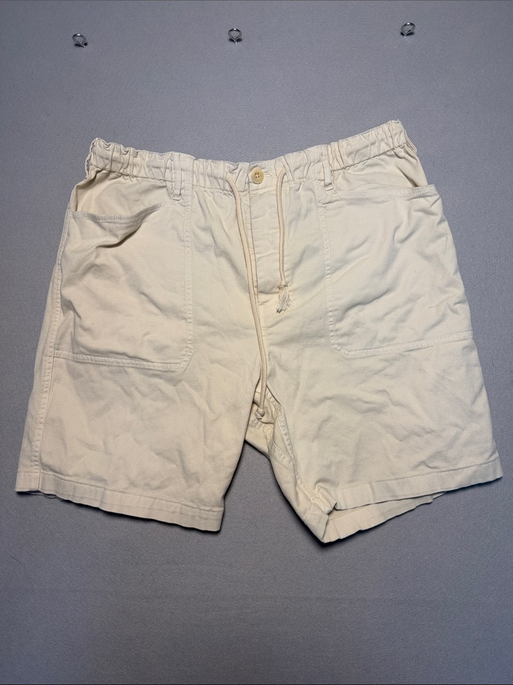 Alex Mill Cream Drawstring Athletic Shorts
